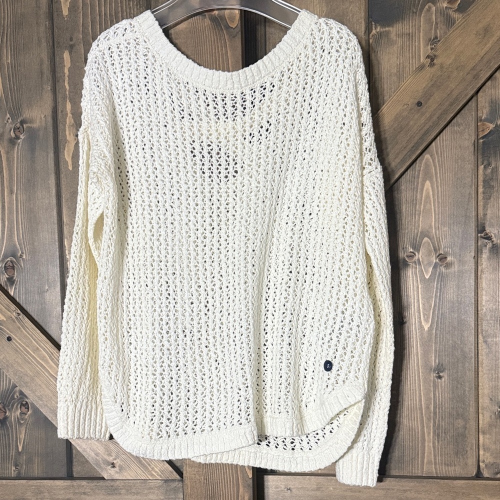 Hollister Cream Open-Knit Sweater